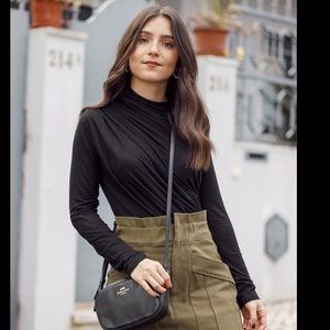 Chicwish XXL 2XL Ruched Long Sleeved Top Black Soft Flattering & Sexy Shirt